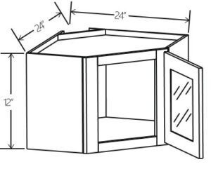 Diagonal Corner Wall Glass Door 24"W x 12"H x 12"D