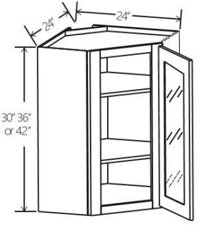 Diagonal Corner Wall Single Door 24"W x 30"H x 12"D