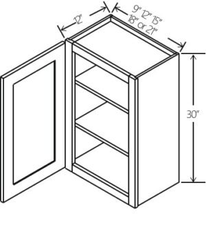Wall Cabinet Double Doors 12"W x 30"H x 12"D