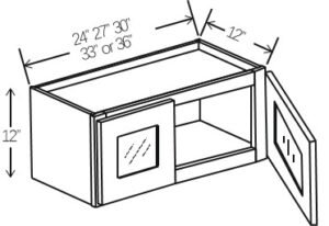 Wall Cabinet Double Glass Doors 33"W x 12"H x 12"D