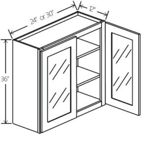 Wall Cabinet Double Glass Doors 30"W x 36"H x 12"D